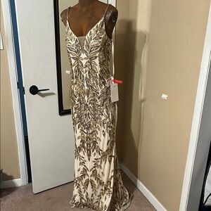 Elegant Gold and Cream Gown